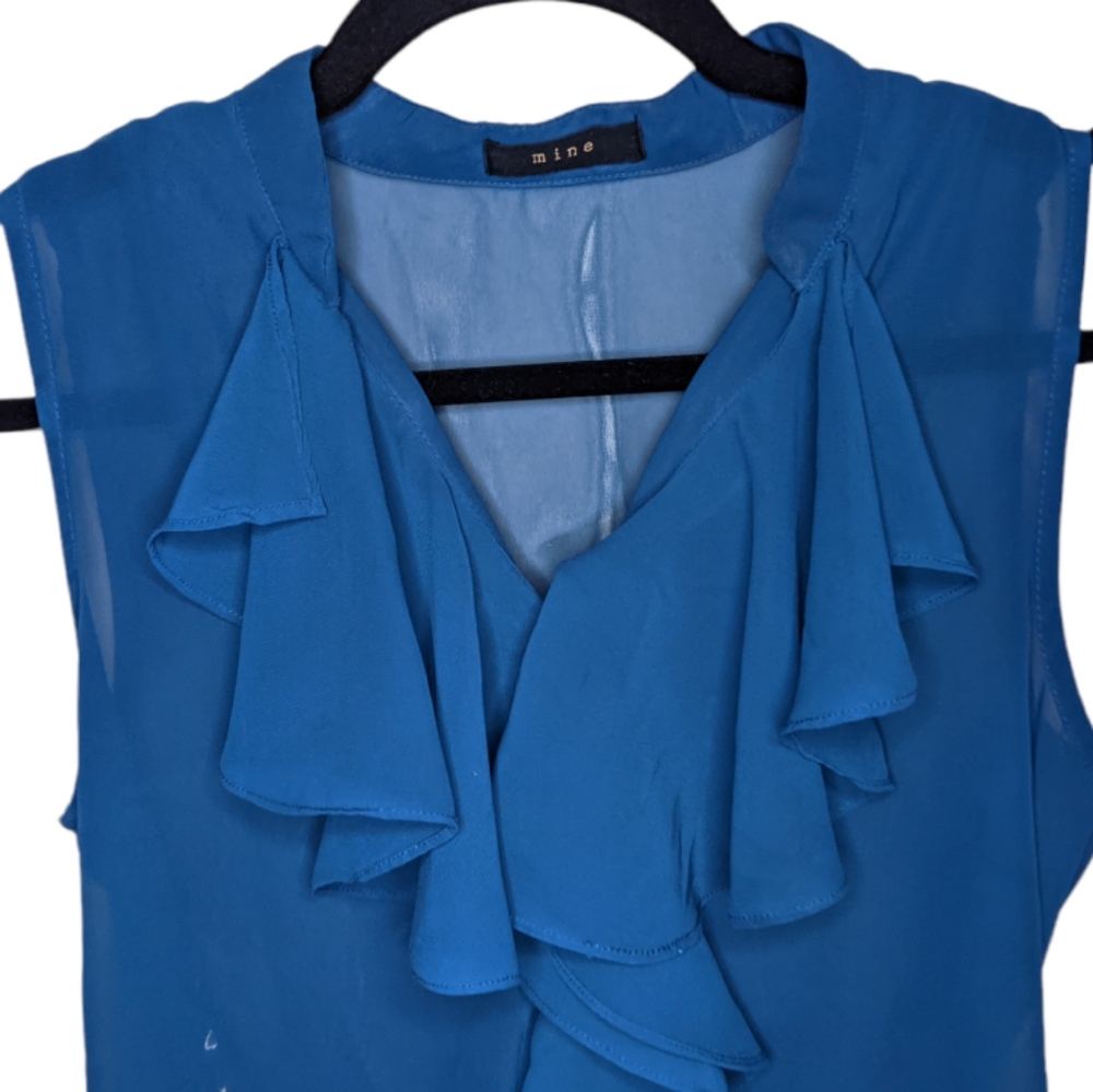 Mine Blue Sheer Ruffled Top Size S 💙✨ - Picture 6 of 8